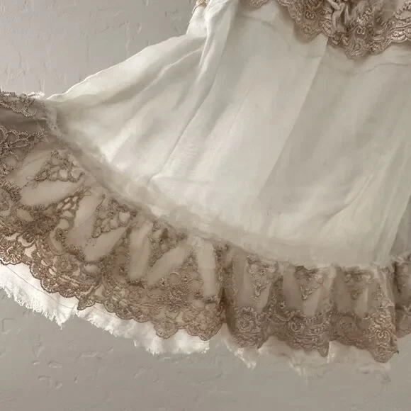 Free People Lace Tiered Top Romantic Boho Feminine Sheer Cream Ivory Sz 4 - Picture 5 of 11